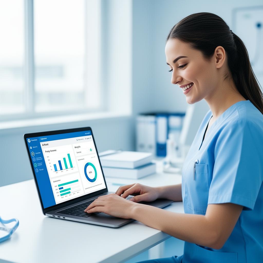 Nursing student studying for the ATI TEAS with an AI-powered learning dashboard